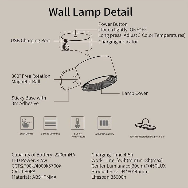 GlowTouch Portable Night Lamp